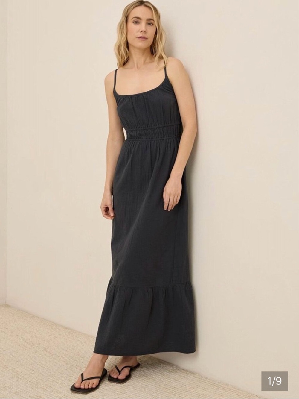 Pact Sz S Blue Coastal Gauze Maxi Dress